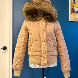 South Pole puffer jacket Faux Fur Hood